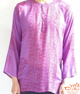 Индийская традиционная мужская Курта  -туника &quot;Мантра&quot; фиолетовая