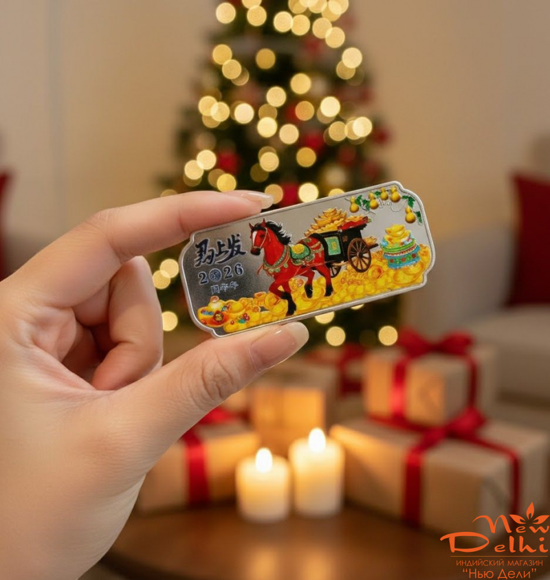 Грошова пластина "Кінь на щастя" сувенир до Нового року.Фен-Шуй, амулети на Удачу , Багатство.