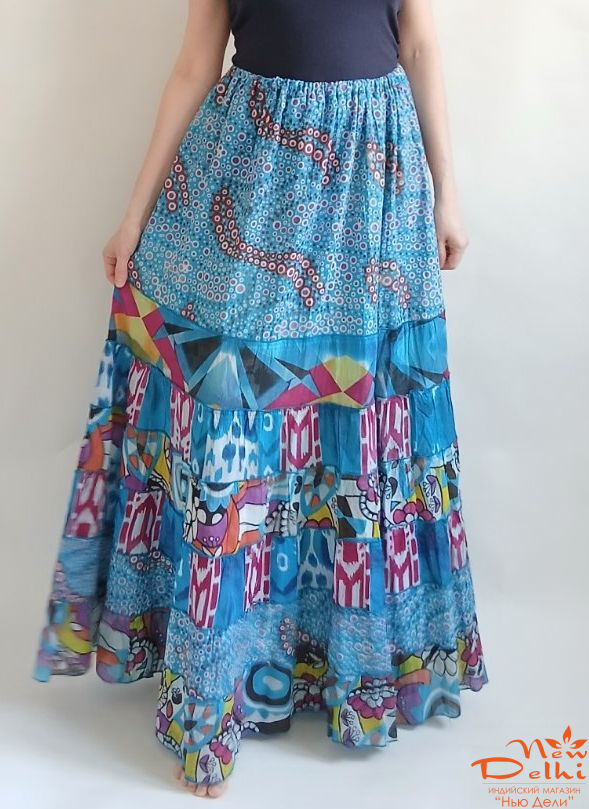 Спідниця довга "Момпасье" , бирюза., бавовна. Індія