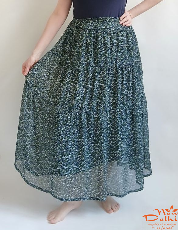 Спідниця  з оборками, довга шифон.,Індія