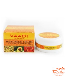 Крем Сонцезахисний ківі - авокадо Vaadi Herbal SPF 25. 110 грам.Індія