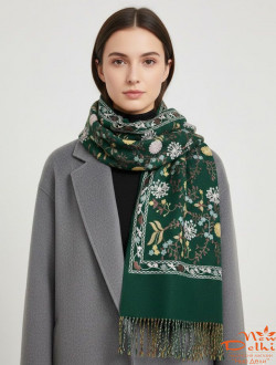 Палантин "Вишиванка" Кашемир, 70*180 см, Зелений