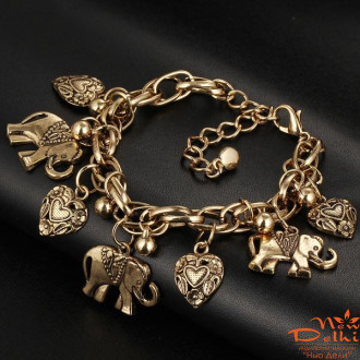 Браслет "Слони" на ланцюжку , золотисті