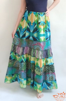 Спідниця довга "Калейдоскоп" , зелена, бавовна. Індія.