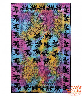 Покривало односпальнє &quot;Слони&quot;, 140*200 см , бавовна, Індія