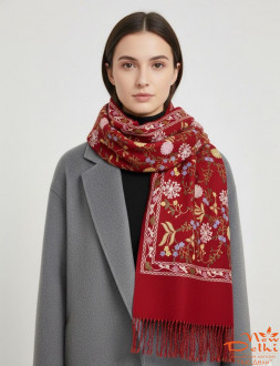 Палантин "Вишиванка" Кашемир, 70*180 см, Червоний