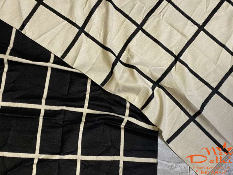 Палантин "Клітинка" кашемір ,180*70 см, черно-білий