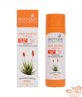 Bio aloe vera lotion (190ml) biotique, Лосьйон для обличчя сонцезахисний з алое вера для нормальної та жирної шкіри. Індія.