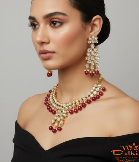 Набір індійських прикрас "Смарагдові грона" (№2) кольє, сережки