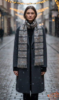 Шарф-палантин &quot;Пейслі&quot;, віскоза, вовна, сірий