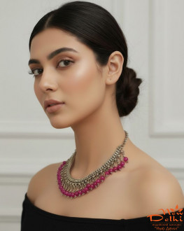 Намисто "Рубинові краплі" з бусинами в Етно-стилі.Індія.