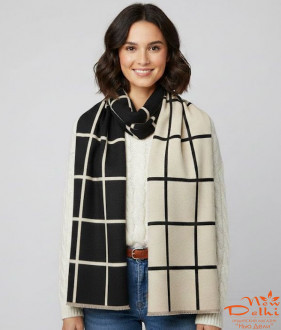 Палантин "Клітинка" кашемір ,180*70 см, черно-білий