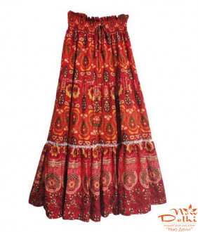 Спідниця в Бохо стилі, "Павич", віскоза, червона