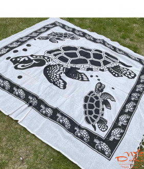 Покривало двоспальне &quot;Черепаха&quot;, бавовна,  чорно-біле. Індія.