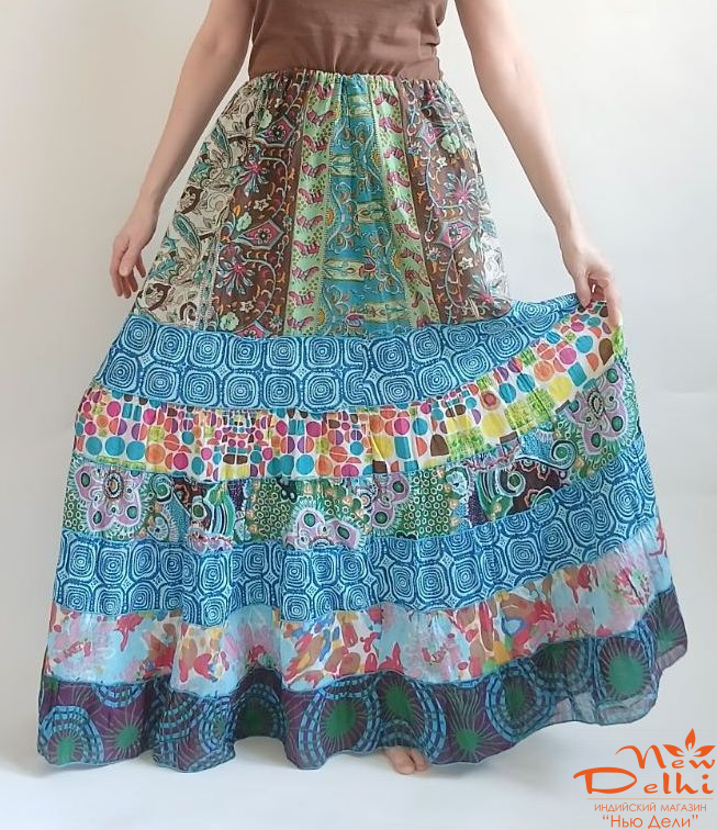 Спідниця довга "Строкатий настрій" , бавовна. Індія
