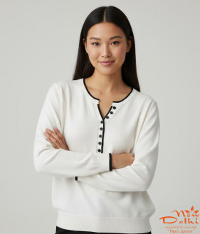 Светр кашемир з гудзиками Elena Cao, білий.