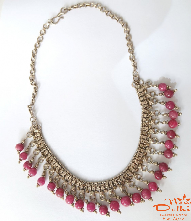 Намисто "Рубинові краплі" з бусинами в Етно-стилі.Індія.
