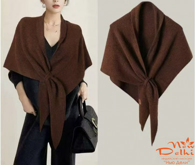 Косинка тепла з вовни, шоколад. розмір 120*120 см.